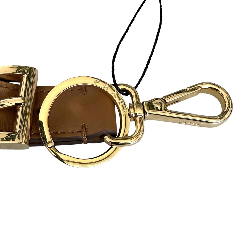 Prada Soft Leather Keychain Wristlet Brown & Gold 1PP186 Made in Italy - Picture 11 of 11